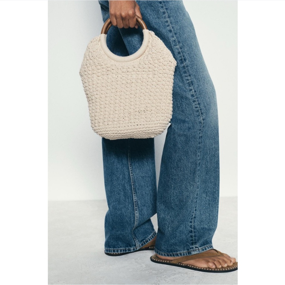 Zara Macrame Elegant Cream Handbag